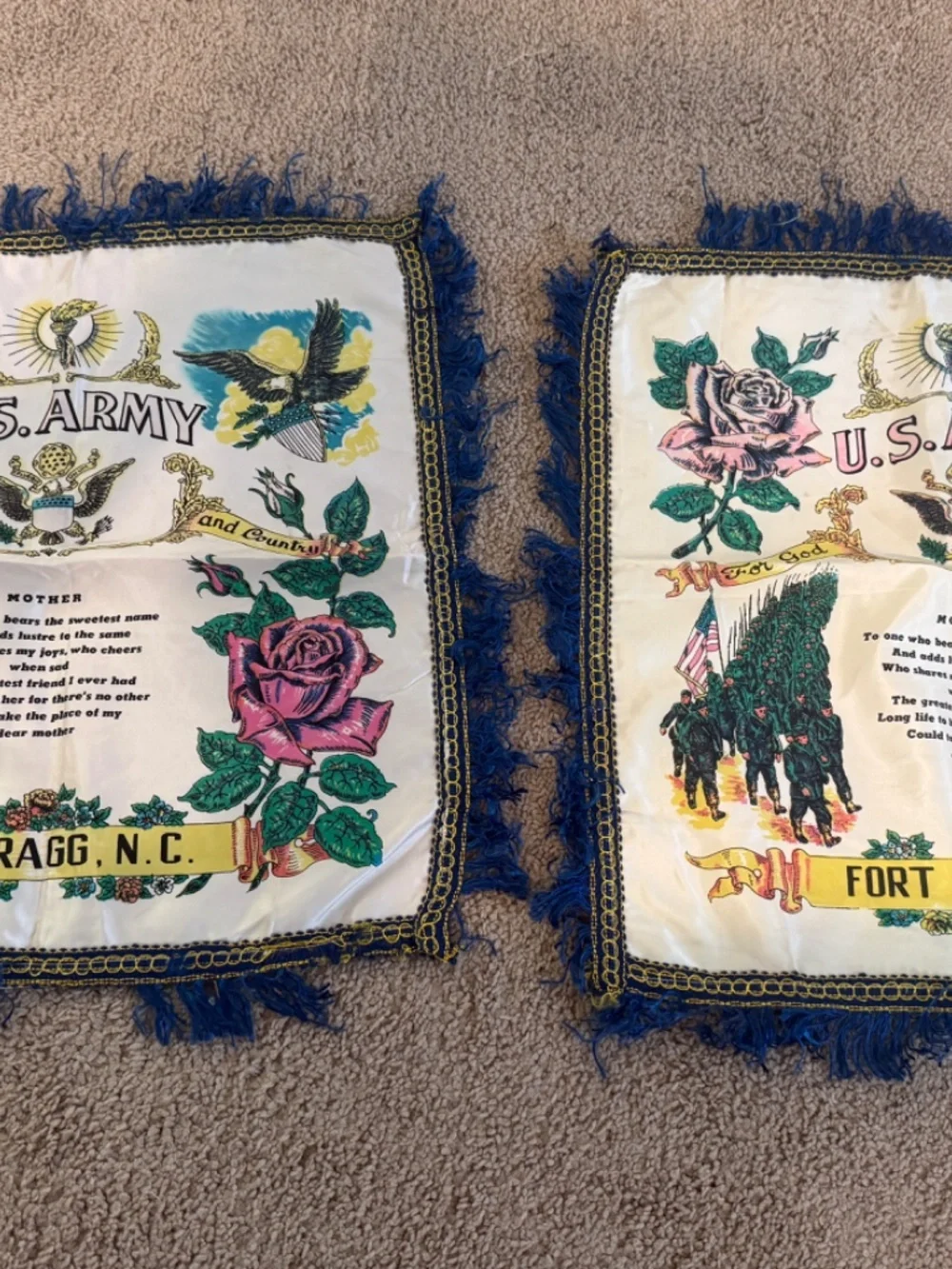 Pair of Vintage WWII U.S. Army “Mother” pillow covers